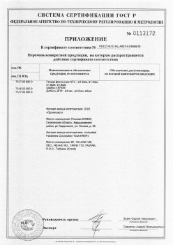 2019.11.16 Кронштадт - Приложение к сертификату Изделия крепежные из металла, торговая марка Tech-KREP. Серийный выпуск
